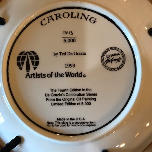 DeGrazia “Caroling” Framed Ceramic Plate 1993 DeGrazia Foundation - Picture 5 of 5